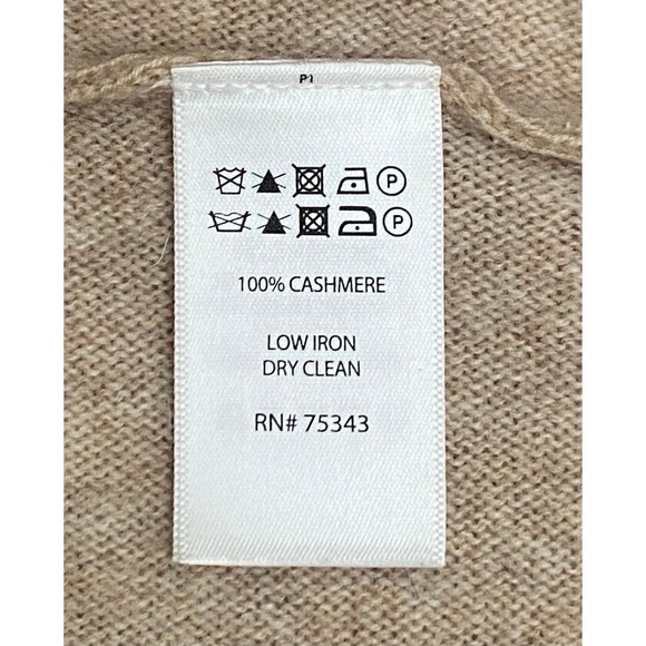 Max Studio women Beige hissed 100% 2-Ply cashmere Hooded V neck sweater size M - Picture 11 of 12